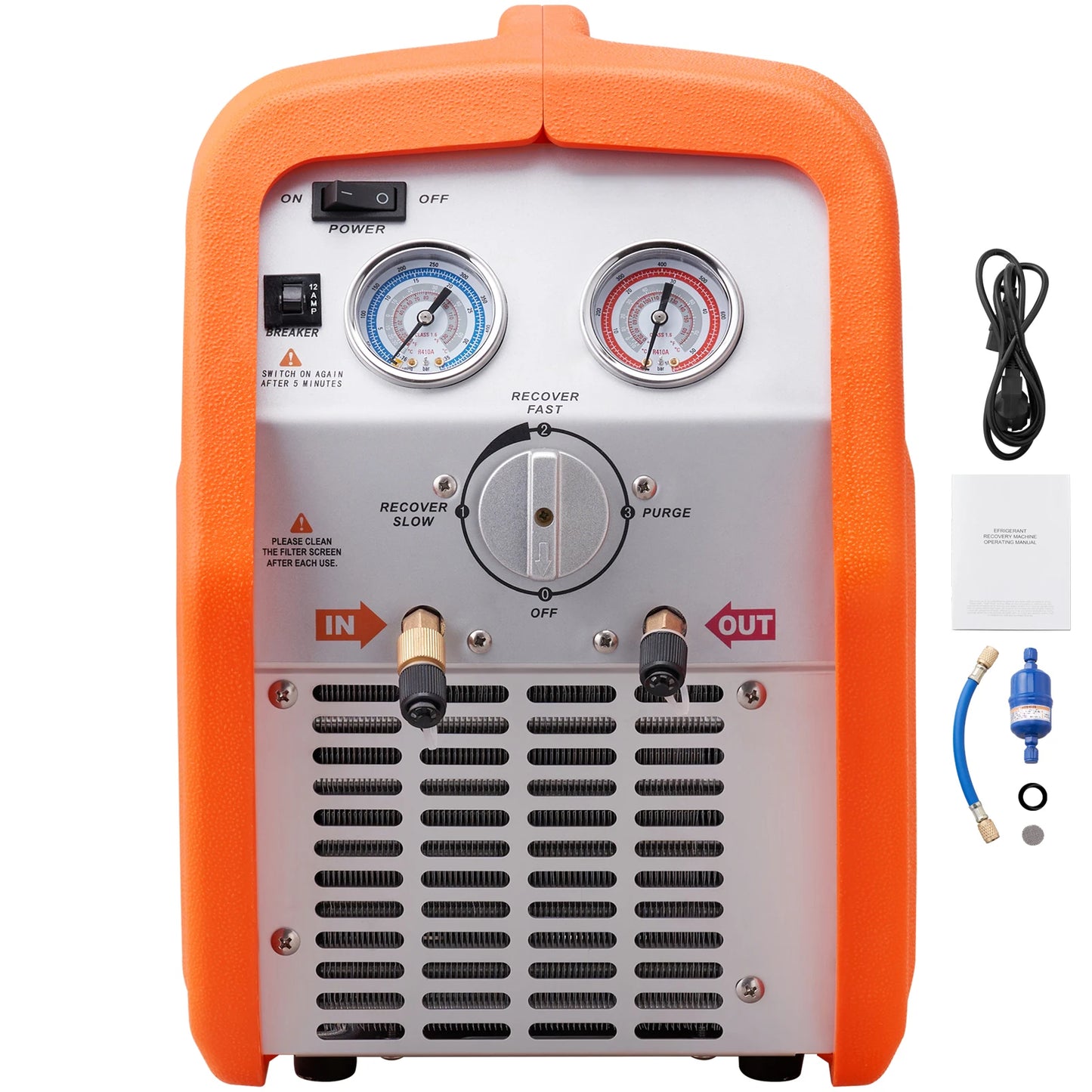 SucceBuy 3/4 HP Refrigerant Recovery Machine-Portable AC Recovery Machine with High Pressure Protection 120V 60Hz Recycle