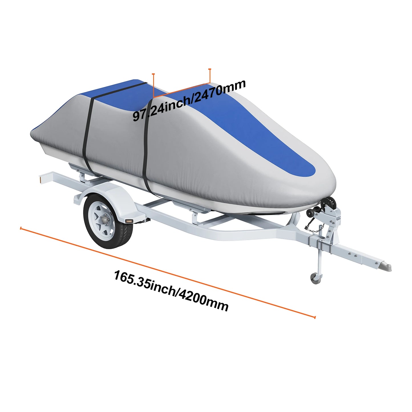 SucceBuy Jet Ski Cover 126"-135" Trailerable PWC Cover Heavy-duty 600D Marine Grade PU Oxford Fabric Watercraft Cover Waterproof