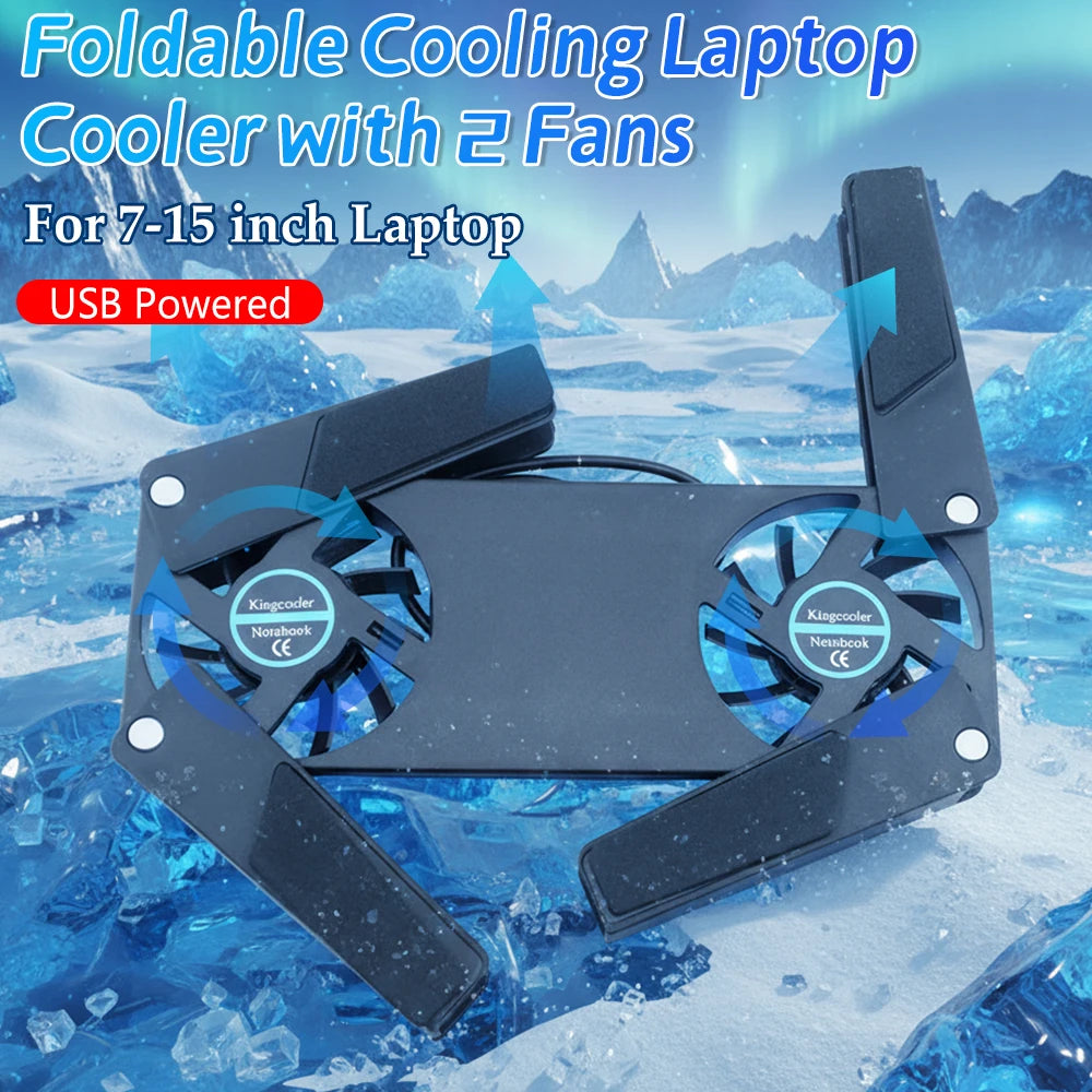 1-5PCS Foldable Cooling Pad Laptop Cooler with 2 Fans Laptop Stand USB Powered for 7-15 inch Notebook PC Display Cooler Holder