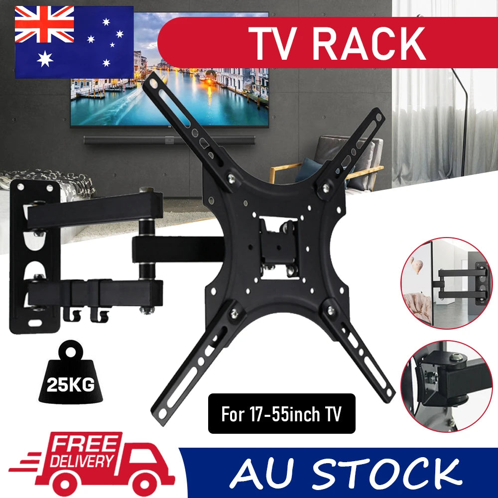 Full Motion TV Wall Mount Bracket Swivel Tilt 17 32 37 42 50 52 55 Inch LED LCD