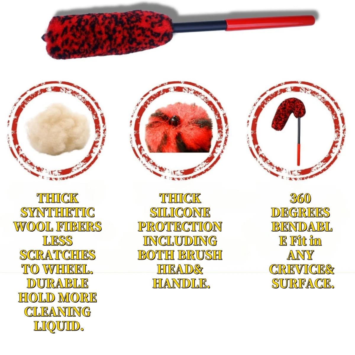 Auto Tire Wheel Detailing Brushs Set Multifunctional Car Cleaning tools for Car Rim Tire Bendable Detail Clean Easy Car Wash Too