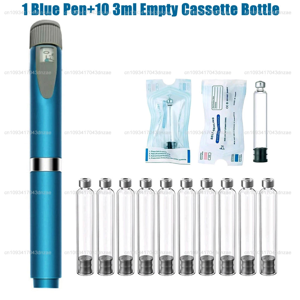 Reusable Injection Pen Magic Pen Kit+3ml Sterile Cassette Bottle Cartridges+32/31G 4/6/8mm Disposable Pen Tip for Lilly Insulin