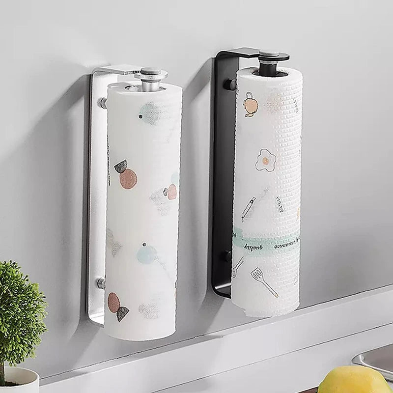 Multifunctional Wall Mount Paper Towel Holder Aluminium Alloy Cling Film Storage Rack Kitchen Organizer Practical Roll Paper