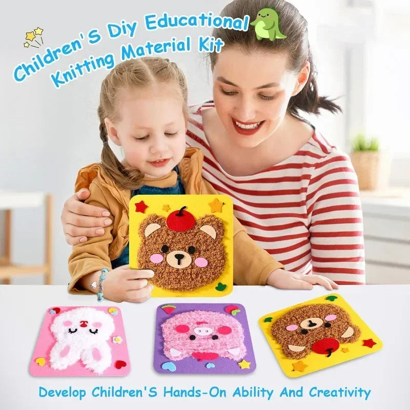 DIY Cartoon Animal Embroidery Doll Kits Fun Non-woven Fabric Threading Sewing Boards Kids Children Handmade Crafts Toys Gifts