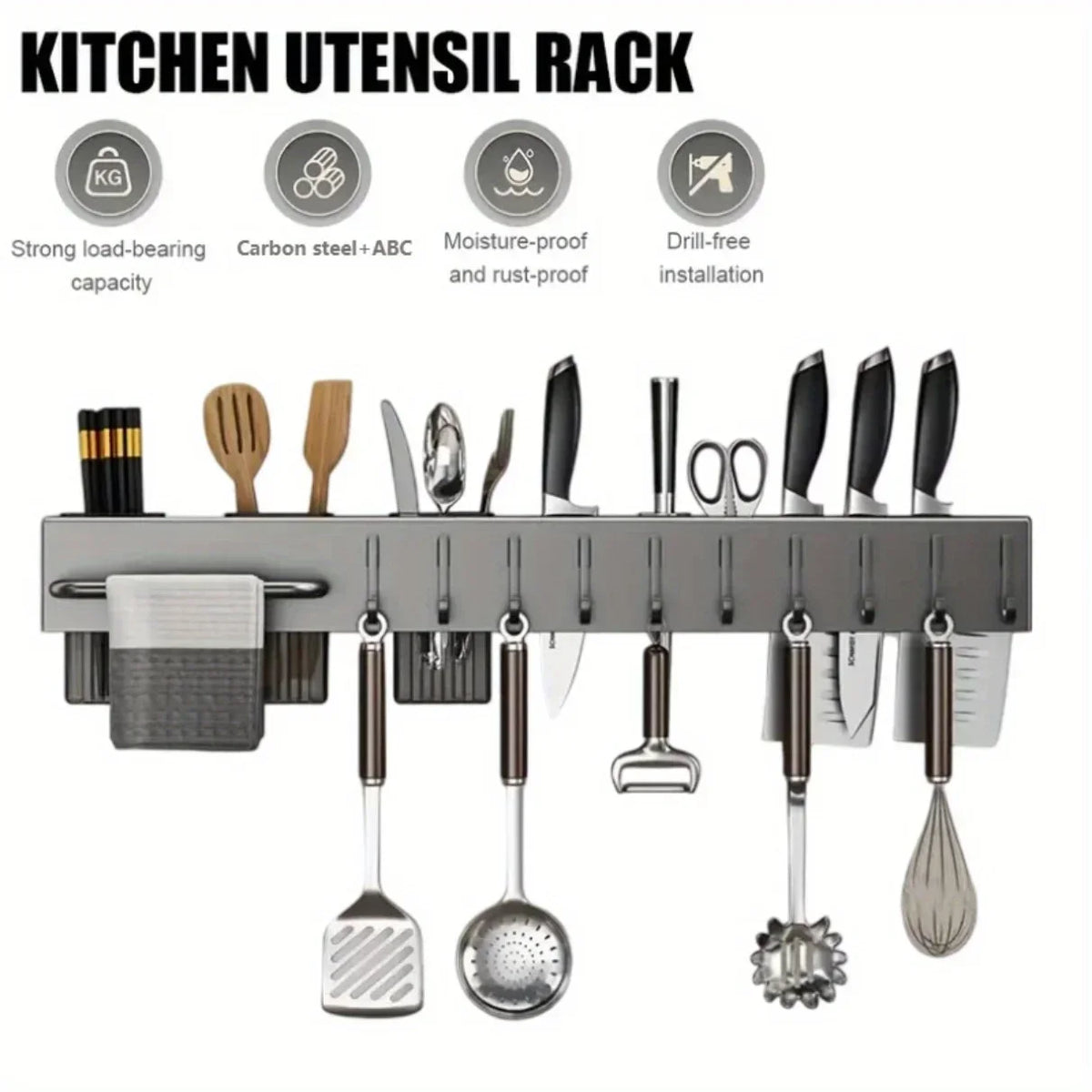 Thiened Kitchen Knife Ra Wall Mounted Chopstis Tube Storage Multi-Function Carbon Steel Kitchen Storage Organizer