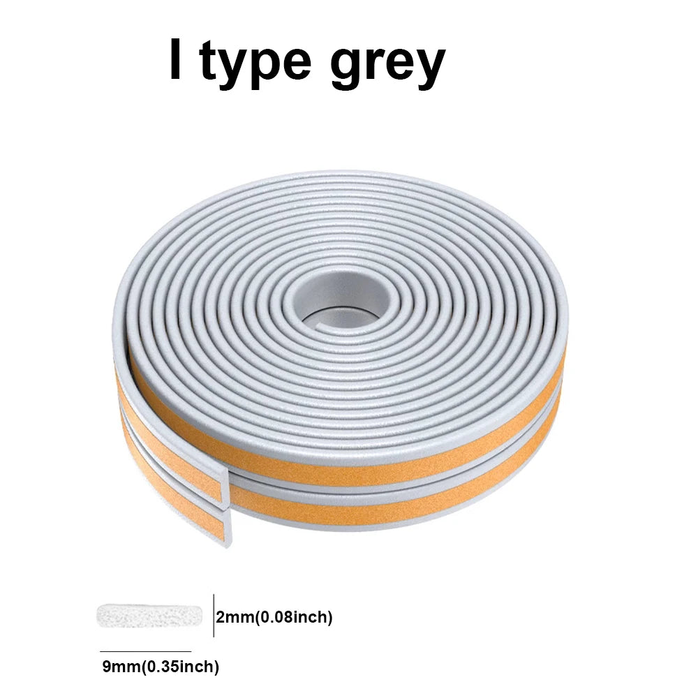 5m/10m DIEP Shape Door Seal Strip Self-adhesive Window WeatherStripping Insulation Noise Rubber Sealing Strip Draft Stopper Tape