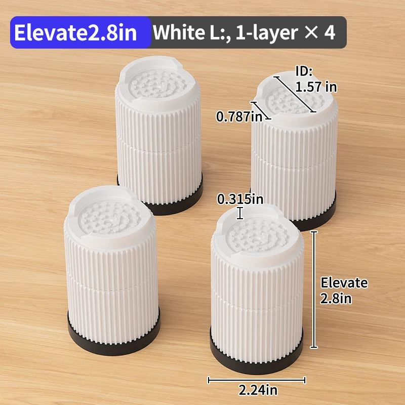 Multi-Purpose Round Furniture Risers | Non-Slip, Quiet & Moisture-Proof Height Extenders for Beds, Sofas, Tables