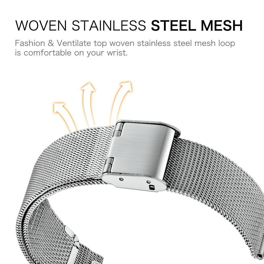 22mm 20mm Stainless Steel Band For Amazfit GTR 47mm 42mm Pace Stratos 2 3 Bip 3 5 6 Bracelet Strap For Amazfit GTR4 3 2/Active 2