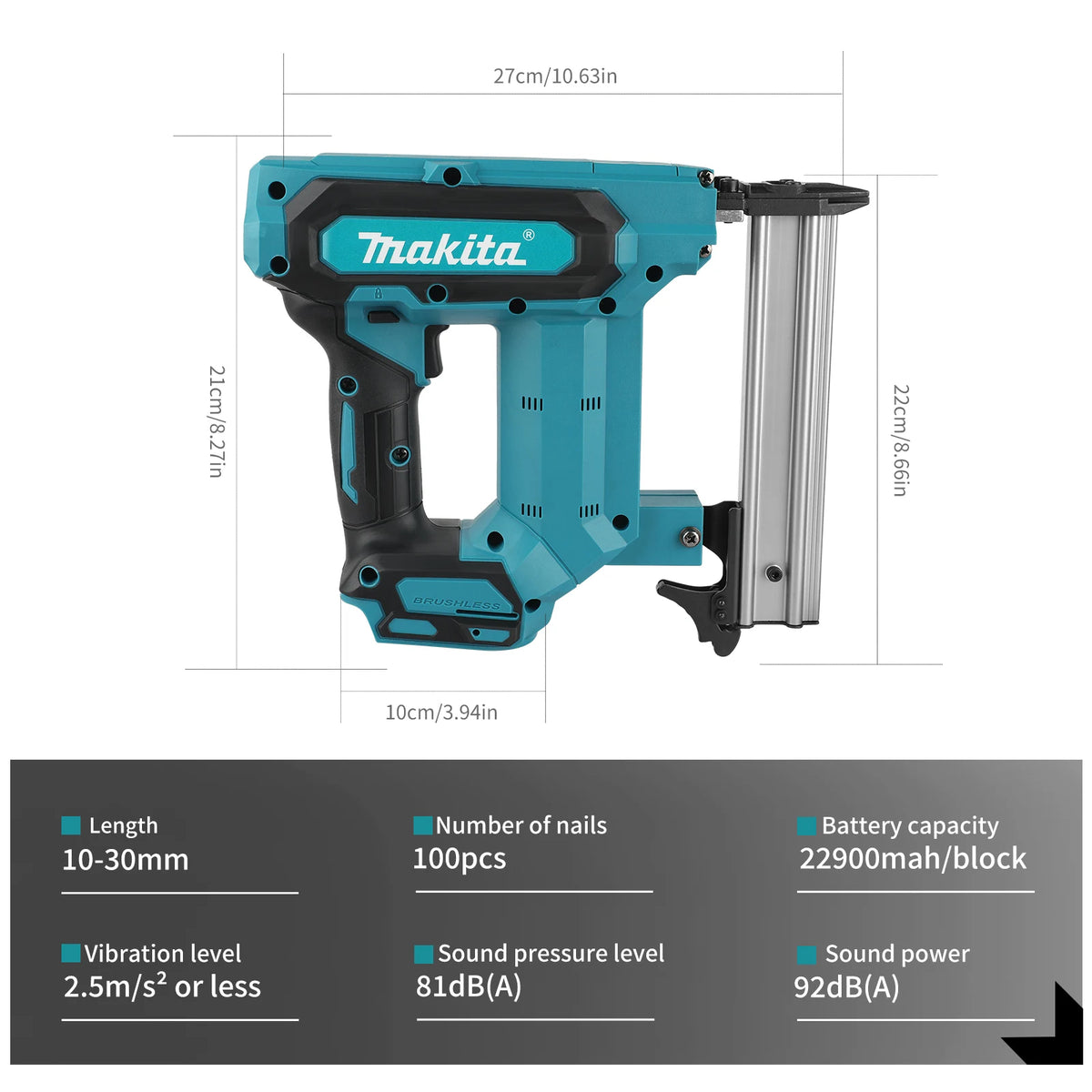 Makita F30 Straight Nails Staple Gun,18V Cordless Electric Impact Nail Gun,Riveting Gun,Carpentry Tools For Makita Battery