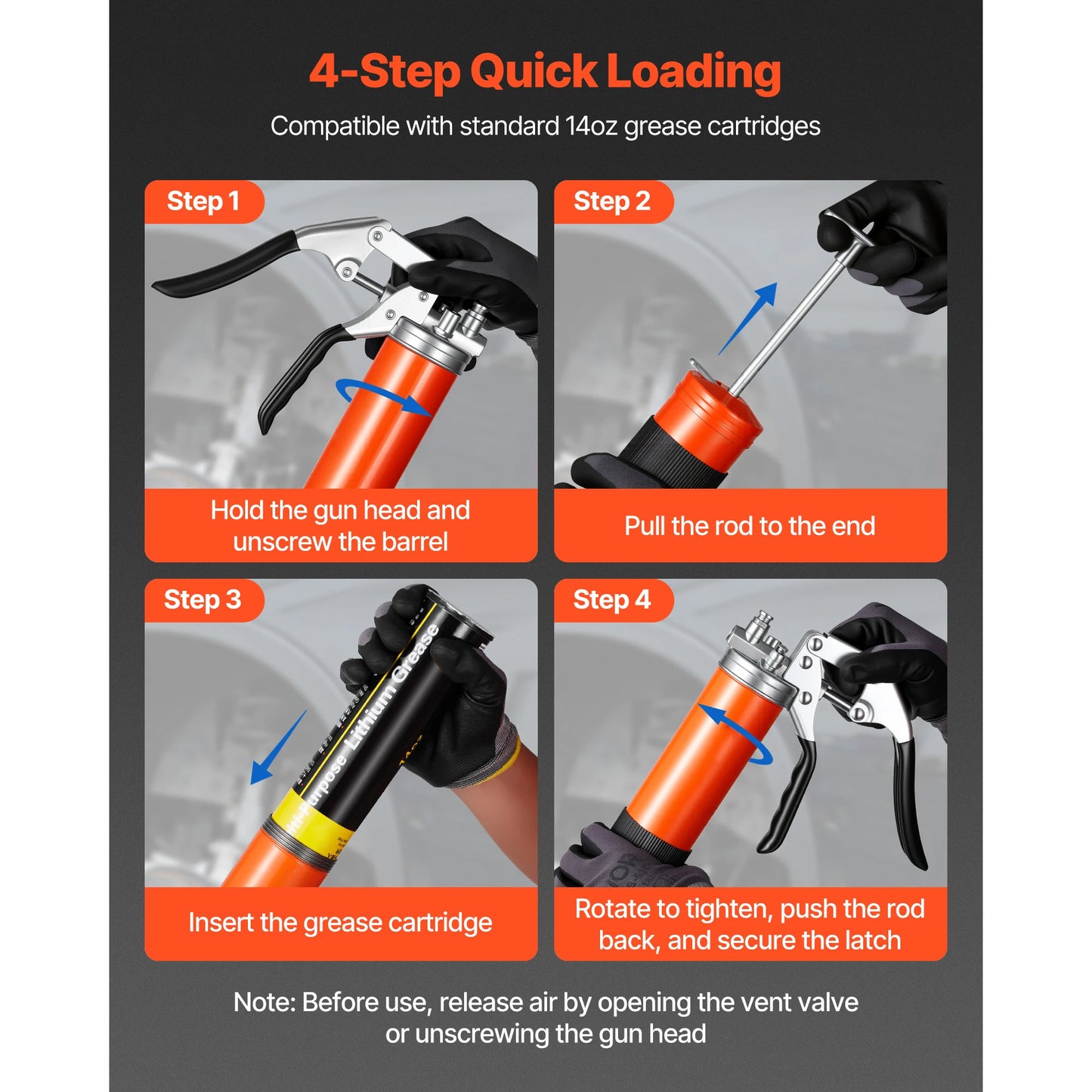 SucceBuy 8000 PSI Grease Gun High Pressure Pistol Grip Grease Gun Kit with 18in Flex Hose & Extension Rigid Pipe for Automotive