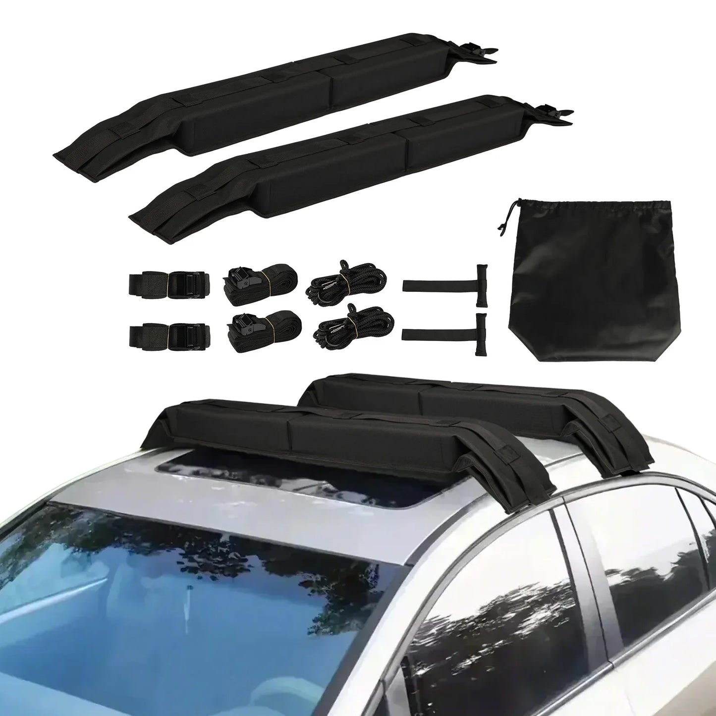 SucceBuy Soft Roof Rack Pads, 31.5"Universal Car Roof Rack Pad 176LBS Luggage Kayak Carrier for SUP Canoe Snowboard Paddle Board
