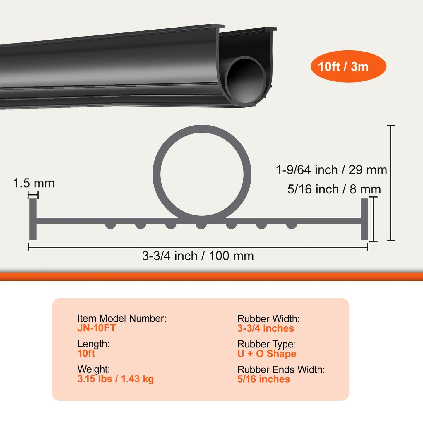SucceBuy 3m  4.8m 6m Garage Door Seals Bottom Rubber U Shape +O Ring Garage Door Weather Stripping Universal Weatherproof Rubber