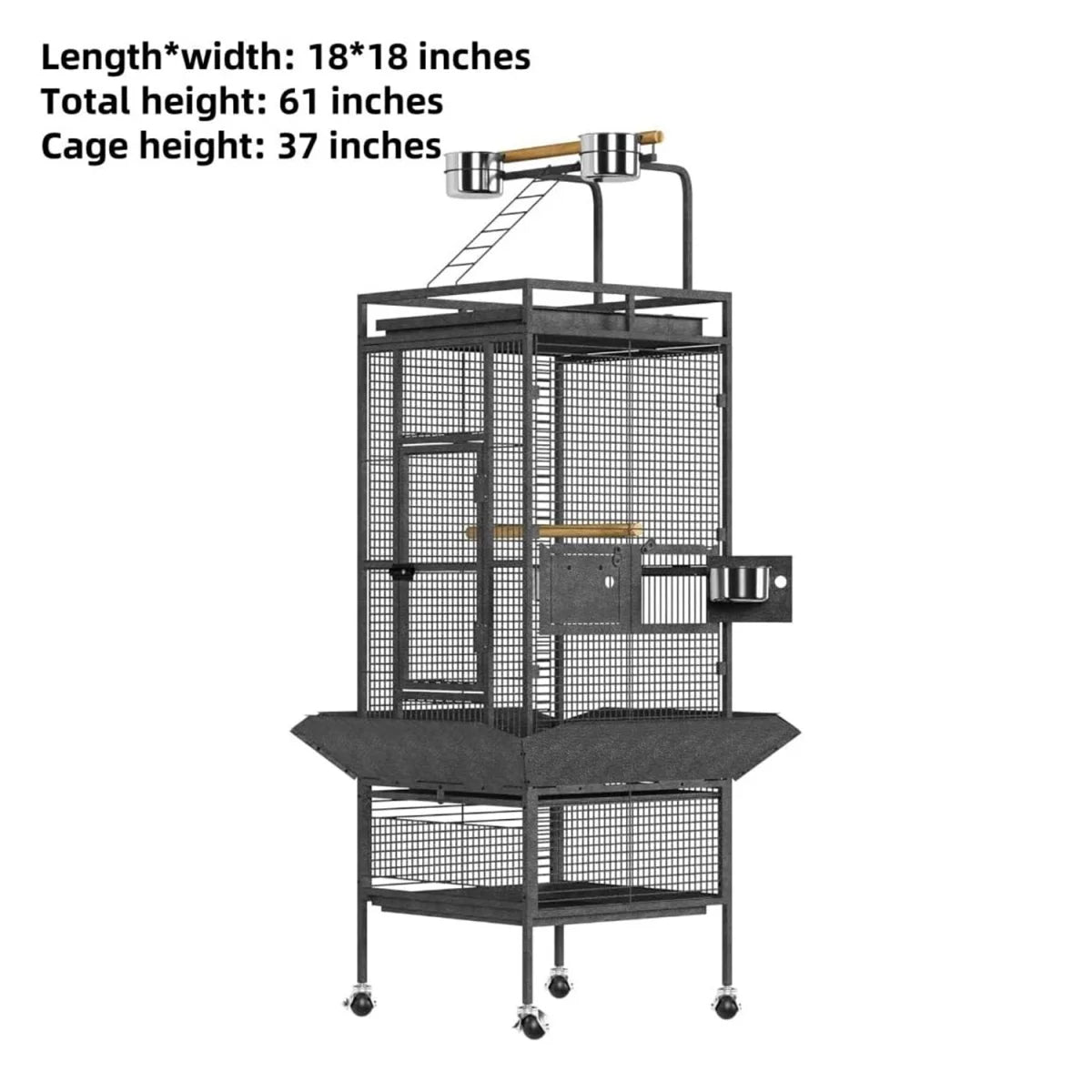 61 Inch Large Bird Cage, Metal Bird Fight Cage with Feed Bowls, Wide Tall Parrot Cage for Parakeets,Conures,Cockatiel,Cockatoo