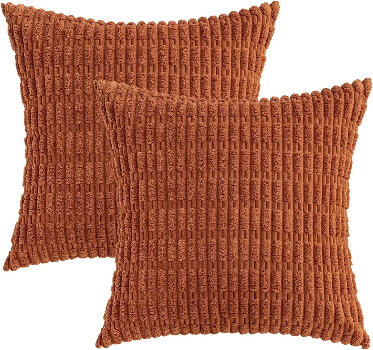 Corduroy Decorative Throw Pillow Covers 18x18 Inch Soft Boho Striped Fall Pillow Covers Modern Farmhouse Home Decor for Sofa Bed