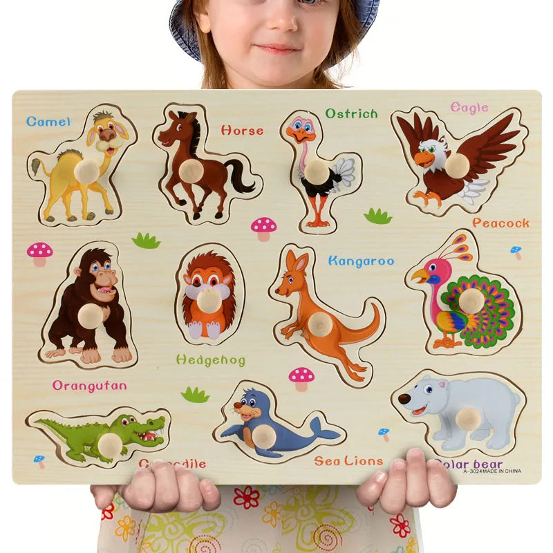 Wooden Puzzle Montessori Toys for Baby 1 2 3 Years Old Kids Alphabet Number Shape Matching Games Children Early Educational Toys