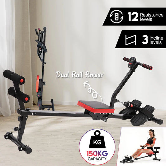 PORIYA Rowing Machine Rower Resistance Exercise Fitness Gym Home Cardio
