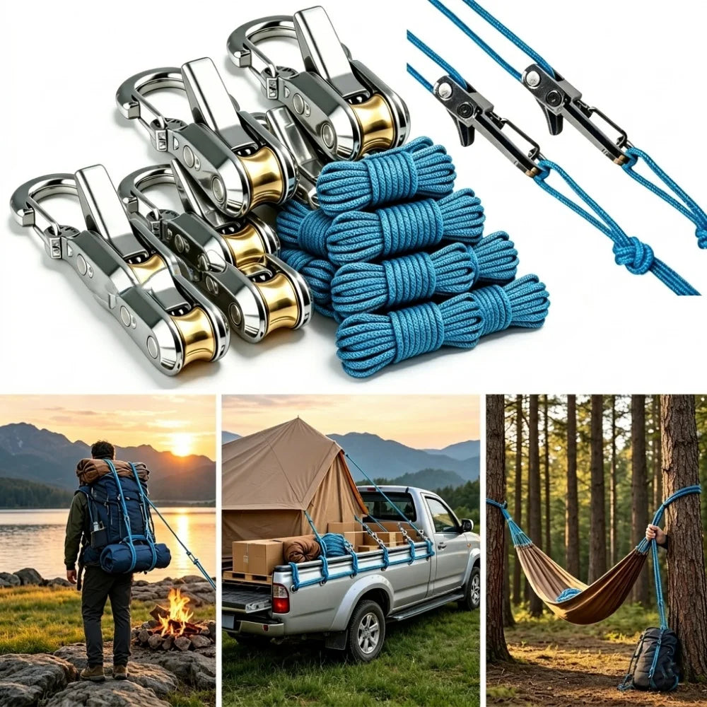 2-10 Pack Retractable Tie Down Rope with Roller Tensioner Heavy Duty Strap for Camping Boating Home Storage Outdoor Use