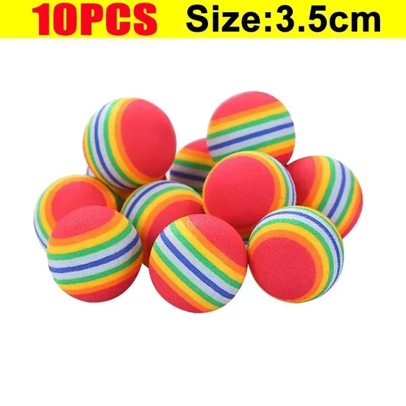 10-30Pc Colorful Cat Toy Ball EVA Bite-Resistant Elastic Rainbow Ball Kitten Puppy Chewing Training Interactive Toy Pet Supplies