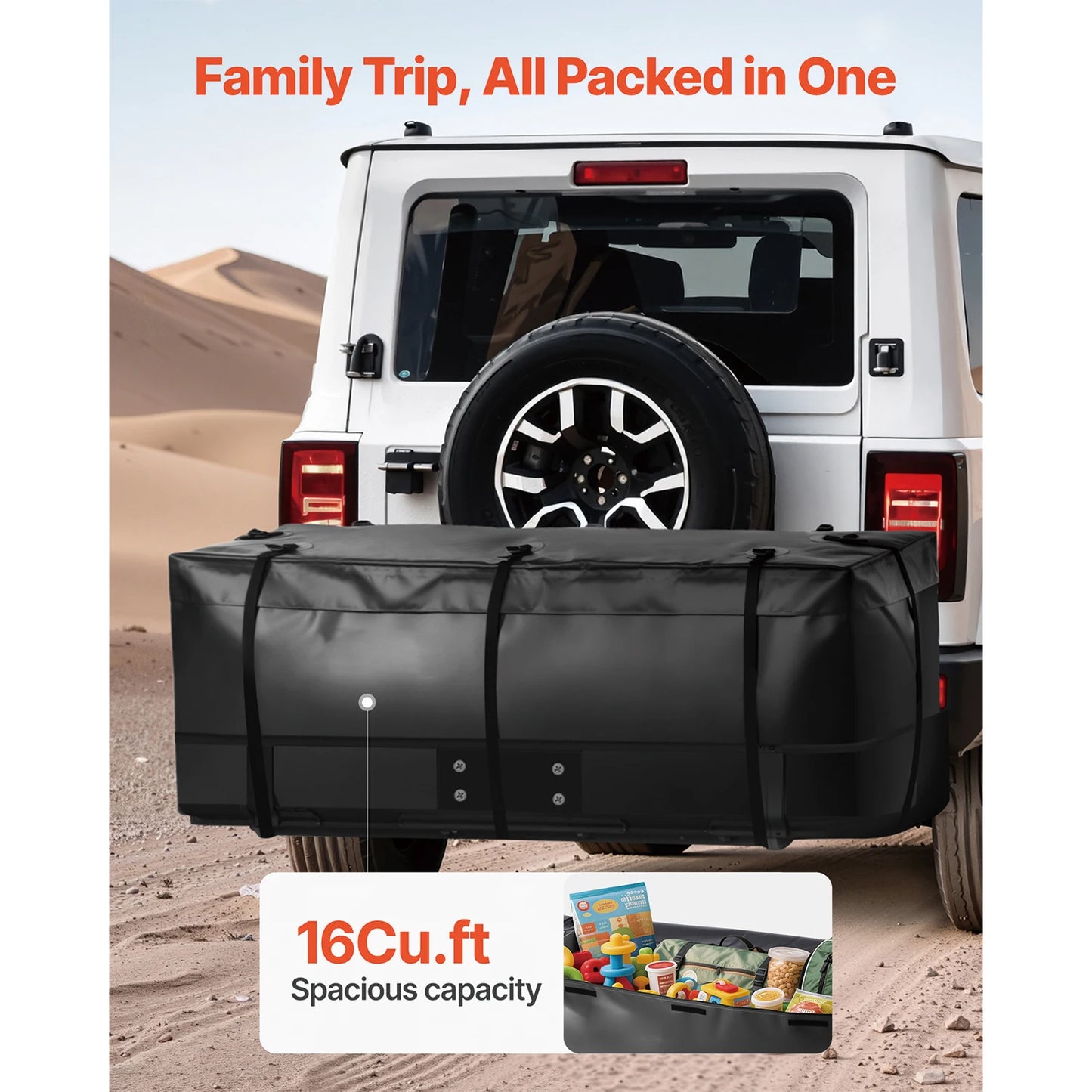 SucceBuy Hitch Cargo Carrier Bag Waterproof 840D PVC 57.48 x 19.49 x 23.82 in Heavy Duty Cargo Bag for Truck Bed Storage for Car