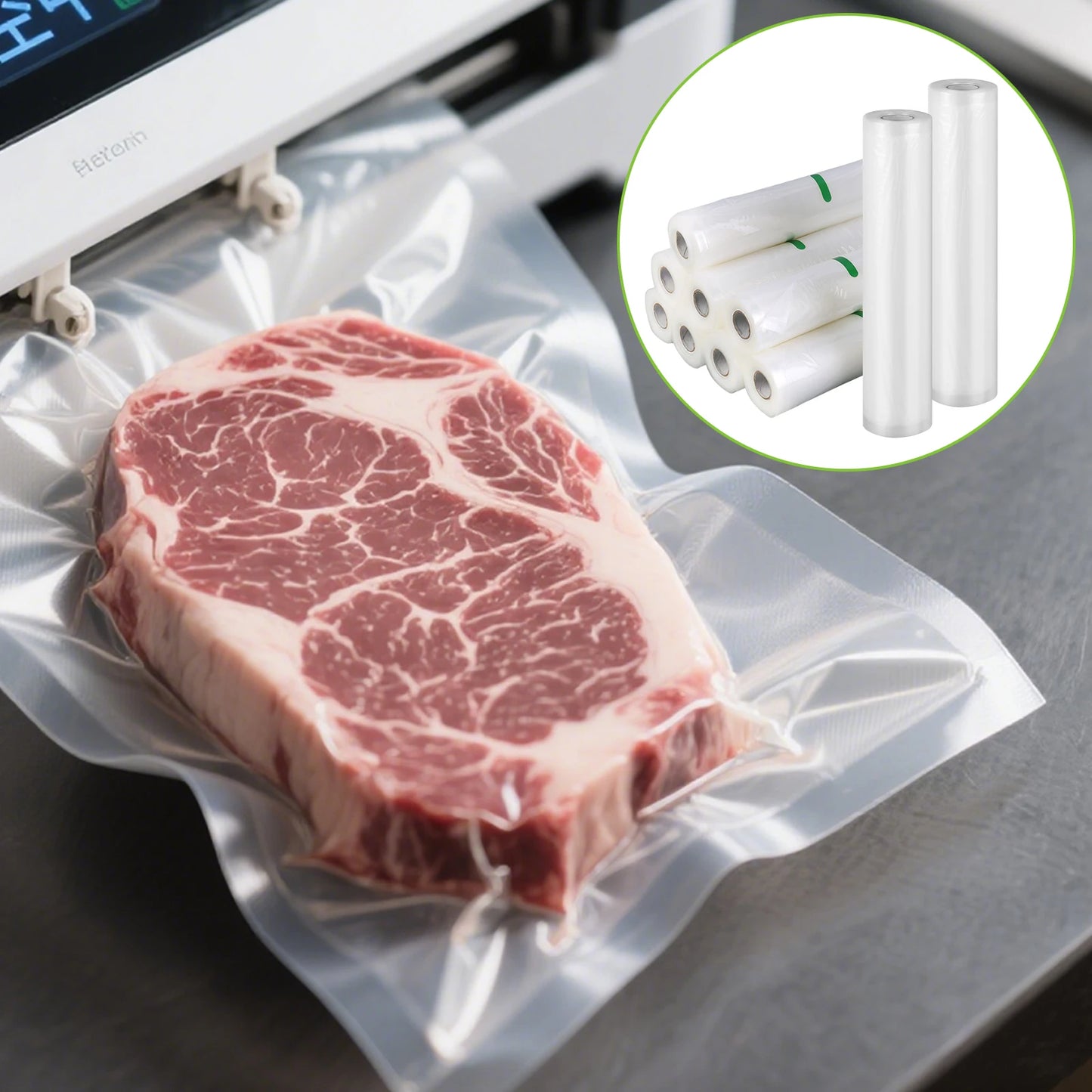 10 Rolls Food Vacuum Sealer Bags Multi-Purpose Food Storage Saver Large Capacity Heat Seal Vacuum Bag for Freeze Drying Food