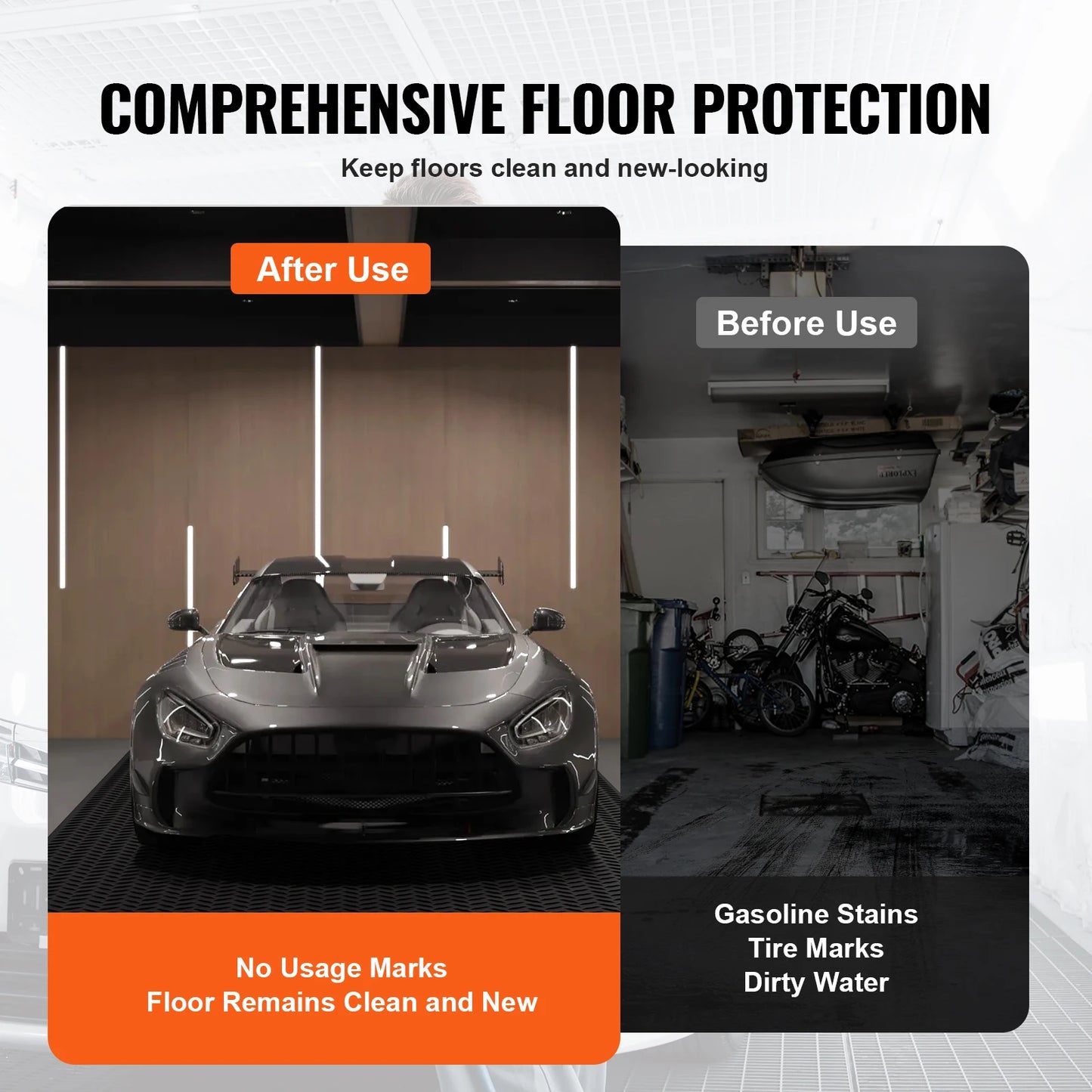 SucceBuy Diamond-Plate Rubber Flooring Roll 4x6/8/10/15 ft SBR Rubber Garage Floor Mat Easy to Clean for Under Cars Garage Gym