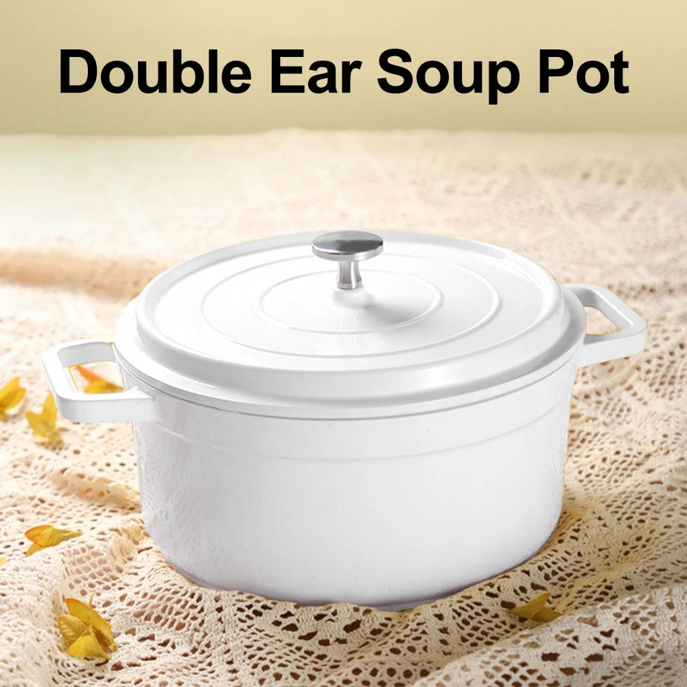 Enameled Cast Aluminum Dutch Oven with Lid Non-Stick Heavy Duty Stock Pot Home Kitchen Enamel Stock Pot Multifunctional Cookware