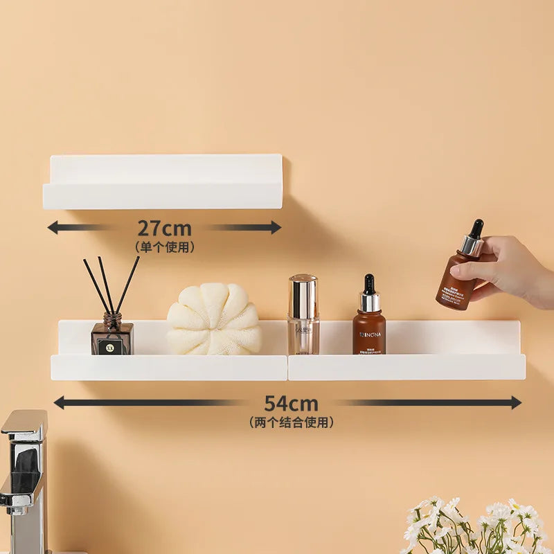 White No Drill Bathroom Shelf Corner Shower Caddy ABS Wall Mounted Shampoo Holder Storage Rack for Bathroom Kitchen Organizer