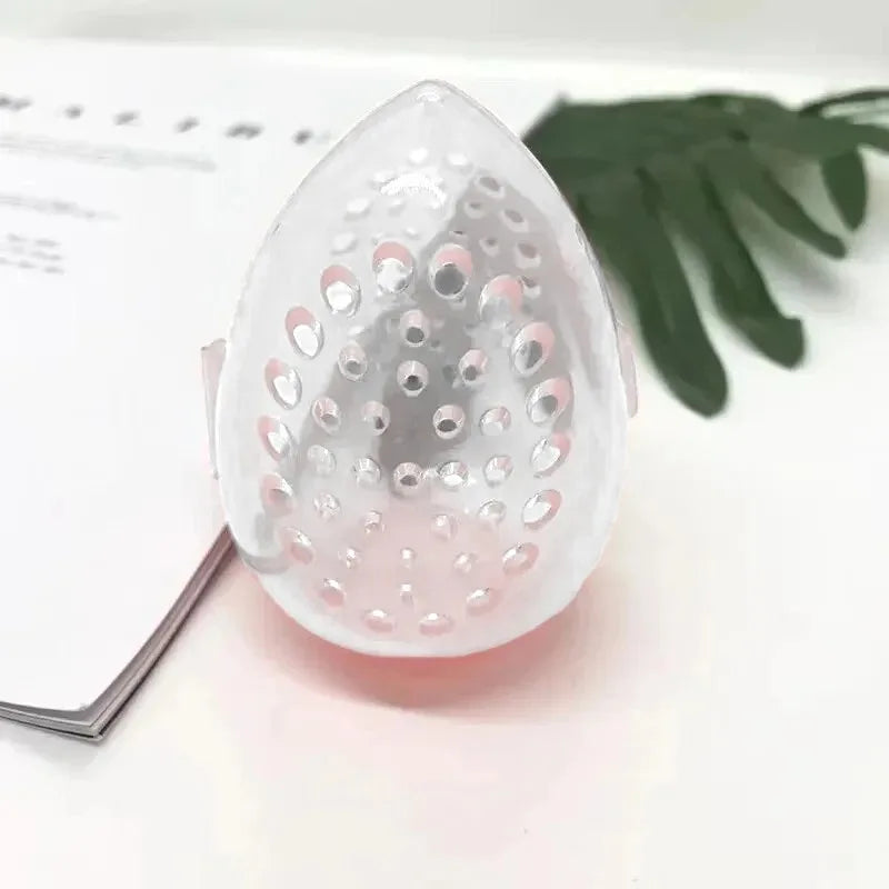 1Pcs Egg Shaped Empty Makeup Sponge Storage Box Portable Plastic Cosmetic Puff Organizer Rack Blender Holder Stand Drying Box