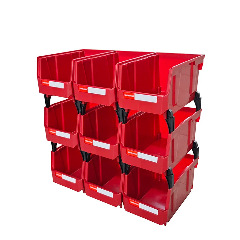 Plastic Stackable Storage Bins Screw Storage Boxes Stackable Bin Parts Storage Organizer Garage Storage Bins (9pcs)