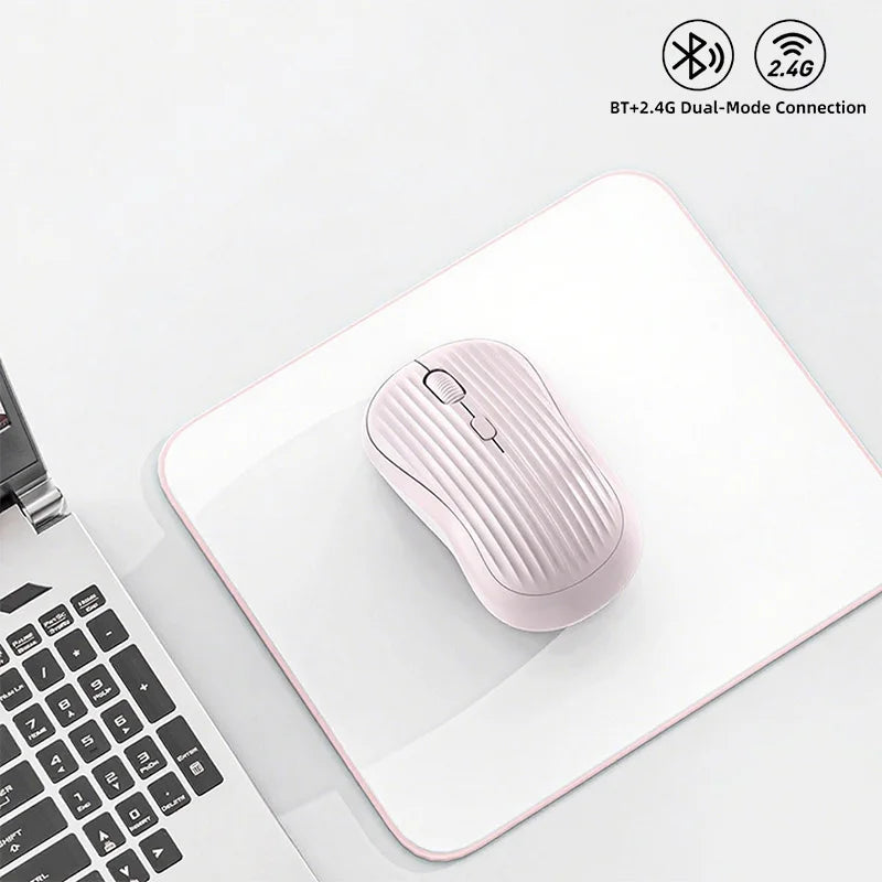 Type-C Rechargeable 2.4G Bluetooth Dual Mode Wireless Mouse Ergonomic Fashion Silent Mouse Desktop Laptop Tablet for iPhone iPad