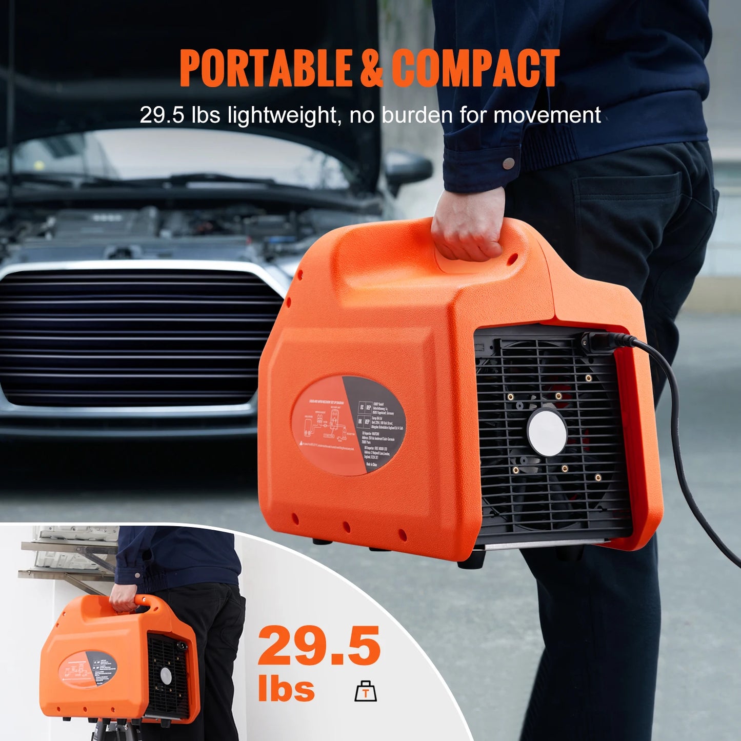 SucceBuy 3/4 HP Refrigerant Recovery Machine-Portable AC Recovery Machine with High Pressure Protection 120V 60Hz Recycle