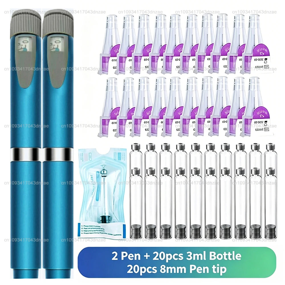 Aluminum Magic Pen Kit 10 Colors Cartridges 3ml Empty Cassette Bottle Sterile Set Disposable 8mm Pen Tip for Lilly Insulin Pen
