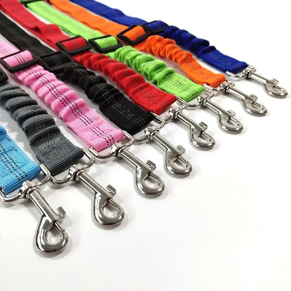Dog Leash Harness Dogs Dog Accessories Supplies Pet Dog Car Seat Belt Retractable Buffer Elastic Reflective Safety Traction Rope