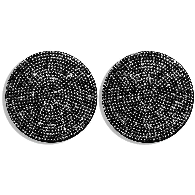 2pcs Bling Creative Auto Car Accessories For Woman Rhinestone Anti Slip Universal Cup Holder Diamond Car Coaster