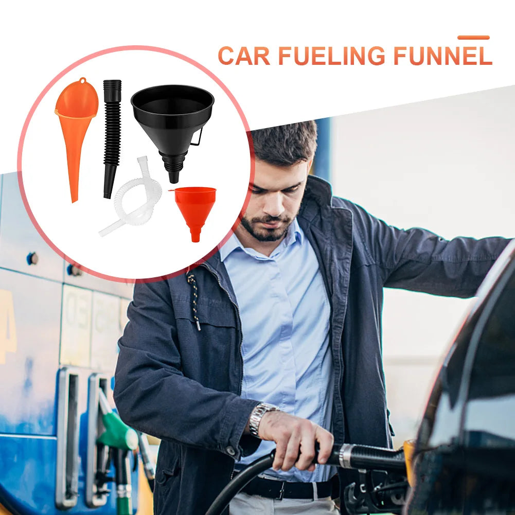 Car Engine Refueling Funnel with Filter Engine Oil Filling Funnel Set Gasoline Oil Fill Universal Tool for Auto Motorcycle Truck