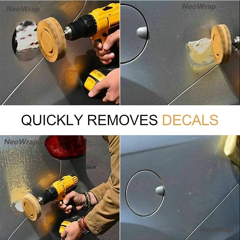Auto Decal Adhesive Remover 4/3.5 Inch Rubber Eraser Wheel for Drill Car Sticker Remover with Scraper Graphics Glue Vinyl Eraser