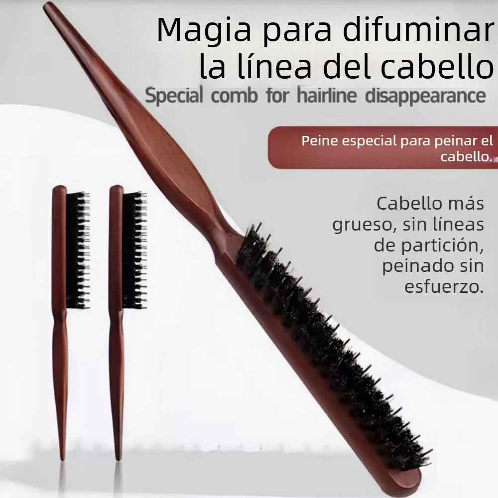 Boar Bristle Hair Brush – Anti-Static Scalp Massage Paddle Brush, Professional Stylist Tool for Teas Tool, Imitation Wood Handle