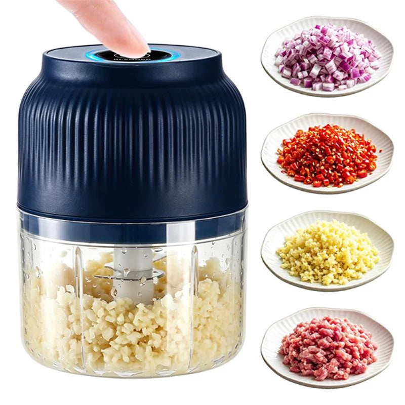 New Electric Garlic Puree Blender Kitchen Mini Food Chopper Meat Grinder With 6 Stainless Steel Blades Small Vegetable Chopper