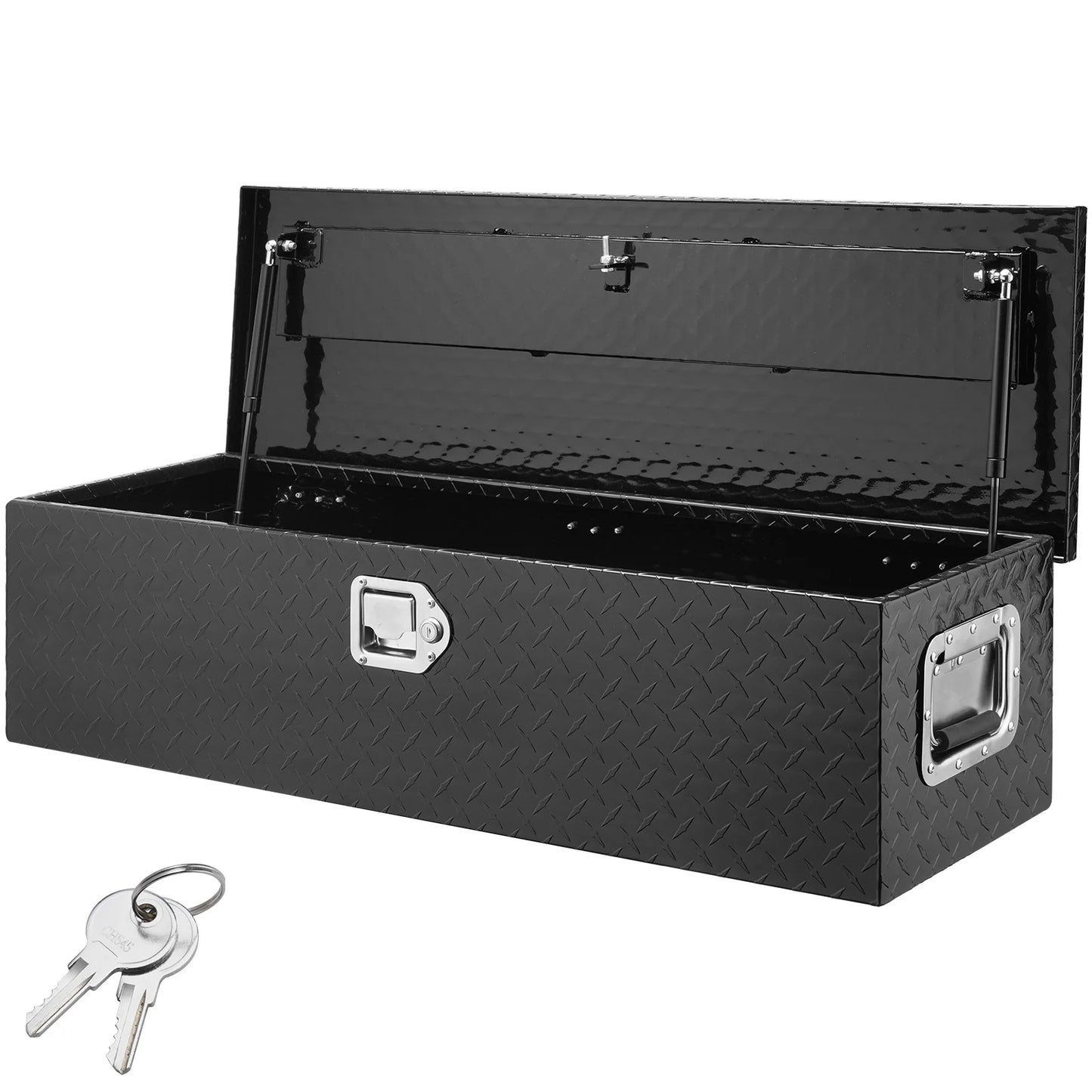 SucceBuy Heavy Duty Aluminum Truck Bed Tool Box Plate Tool Box w/ Side Handle Lock Keys Storage Tool Box for Pickup Truck Bed