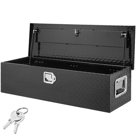 SucceBuy Heavy Duty Aluminum Truck Bed Tool Box Plate Tool Box w/ Side Handle Lock Keys Storage Tool Box for Pickup Truck Bed