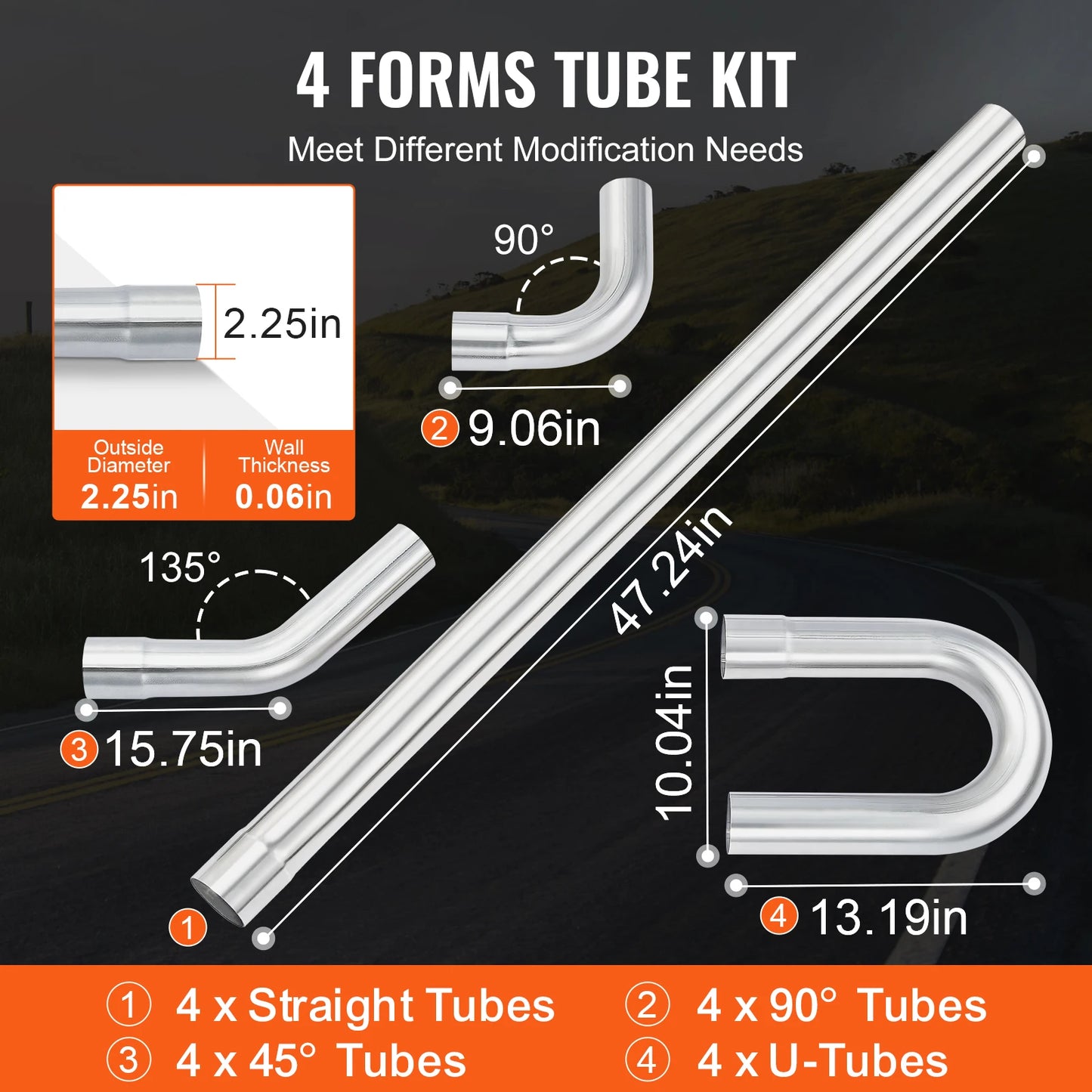 SucceBuy 16pcs Exhaust Kit Universal Galvanized Steel Exhaust Kit w/ Slip-Fit Joint & Large Exhaust Tube Fit for Garage/4S Store