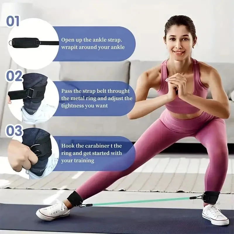 6-Piece Leg Resistance Band Set for Hip Strength Training, Running, Fitness, Ankle Resistance Bands