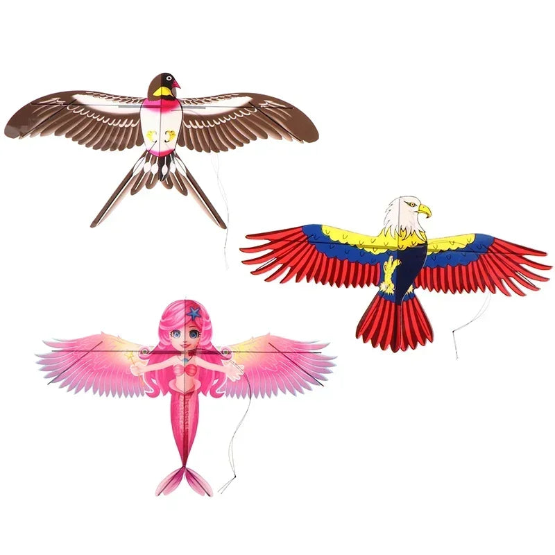 Cartoon Children Kite Mini Plastic Toys Kite + 40cm Hand Brake Fishing Rod Outdoor Fun Sports Toys Kites For Kids Gifts