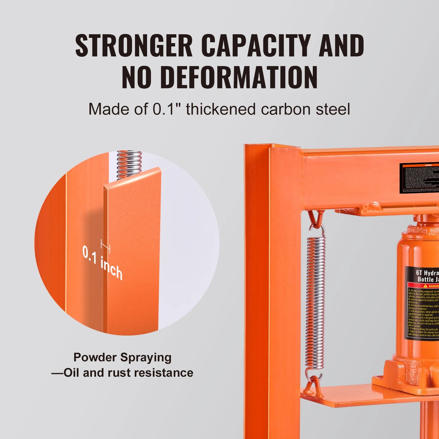 SucceBuy 6/12 Ton Hydraulic H Frame Garage Floor Adjustable Shop Press with Plates 6/12T Orange for Garage or Professional Shop
