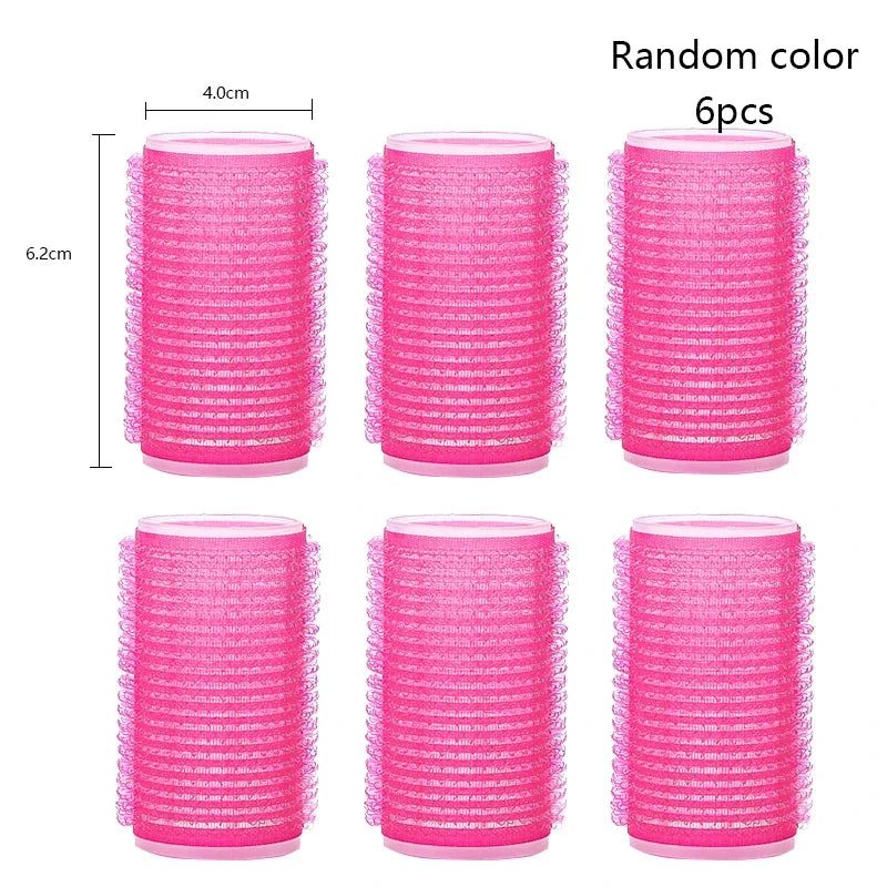 6pcs Self-Grip Hair Rollers Heatless Hair Curler No Heat Hair Bangs Volume Self-adhesive Hook&Loop DIY Hair Curler Styling Tools