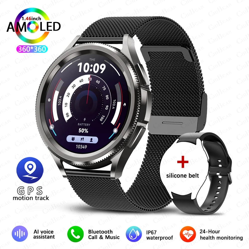 2025 New Smart Watch 6 Men's Outdoor Sports 100+ Sport Modes IP68 Waterproof Watch AMOELD HD Screen Smartwatch Android IOS