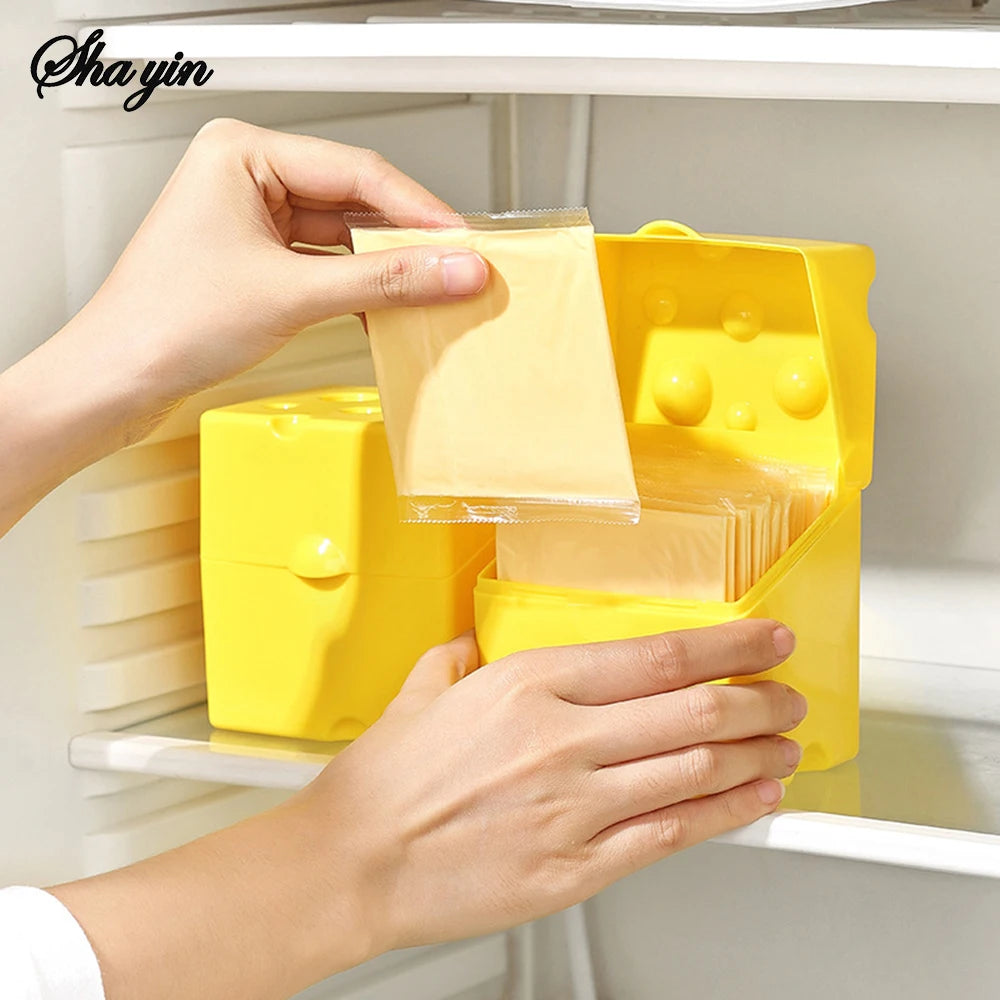 1PC Clamshell Cheese Box, Household Kitchen Crisper, Butter, Cheese, Cheese Packaging Storage Box, Refrigerator Food Crisper Box