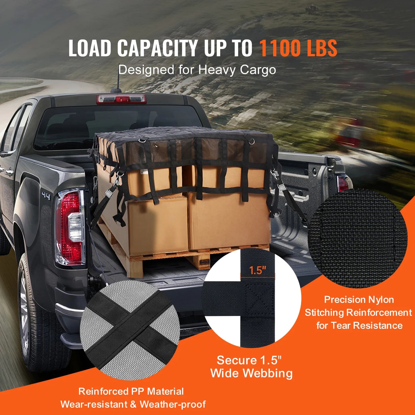 SucceBuyCar Ceiling Cargo Net Truck Bed Storage Net with 4 Adjustable Straps&S-Hooks Pocket Mesh Car Roof Organizer for SUV Jeep