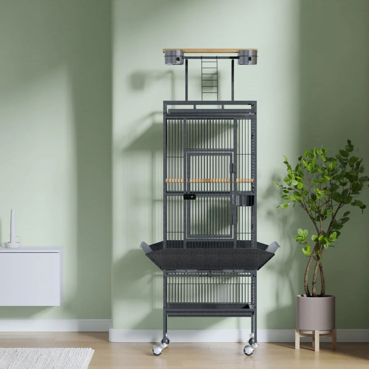 61 Inch Large Bird Cage, Metal Bird Fight Cage with Feed Bowls, Wide Tall Parrot Cage for Parakeets,Conures,Cockatiel,Cockatoo