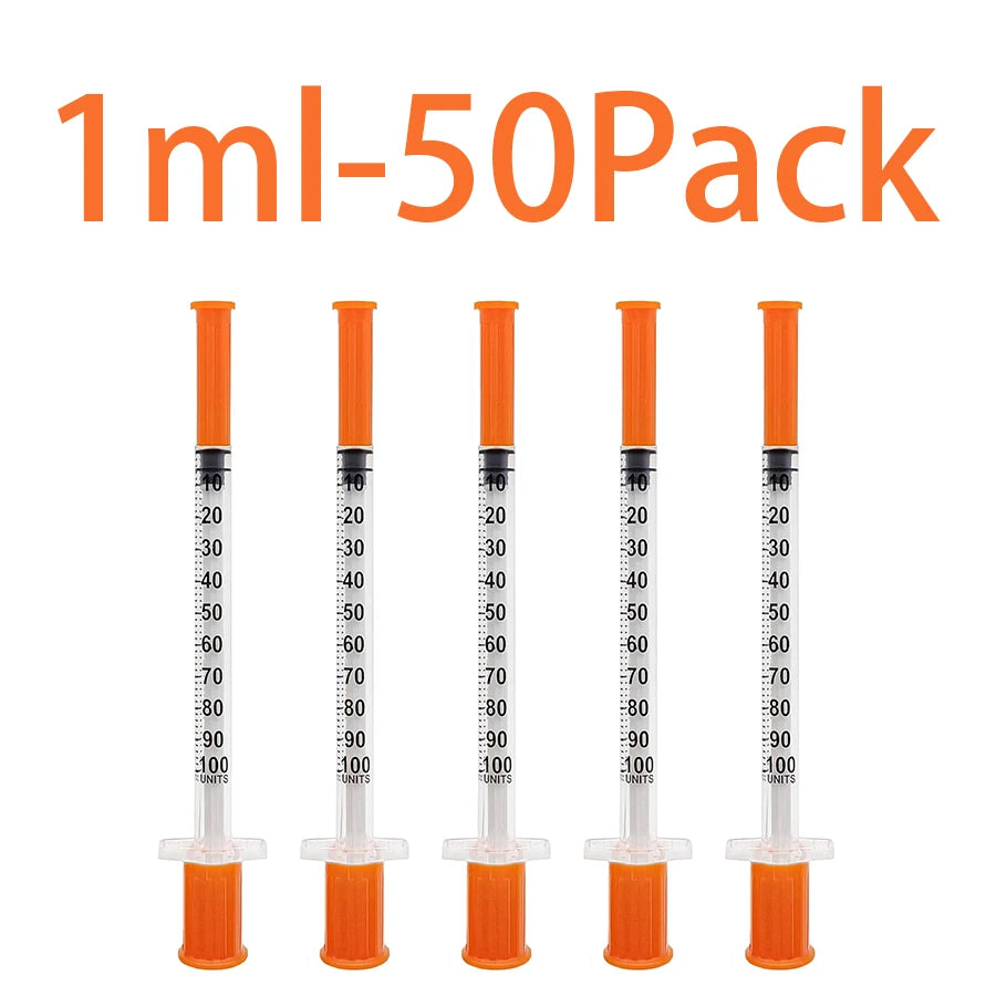 100/50 Pack 0.5/1ml Syringes with Needles Individually Packaged for Laboratory And Pet Supplies